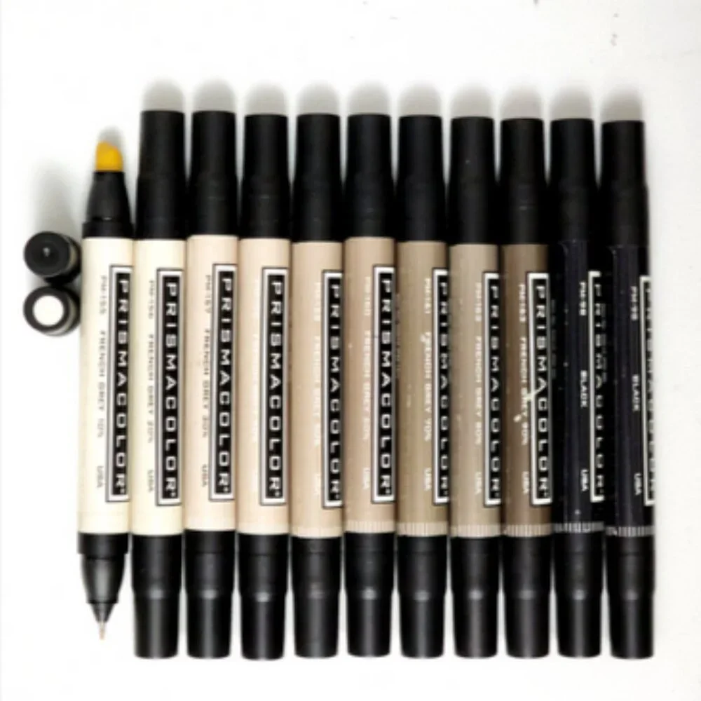 D/C Prismacolor 12 Color Dbl Ended Art Markers in StandingBox w/11 FrenchGray